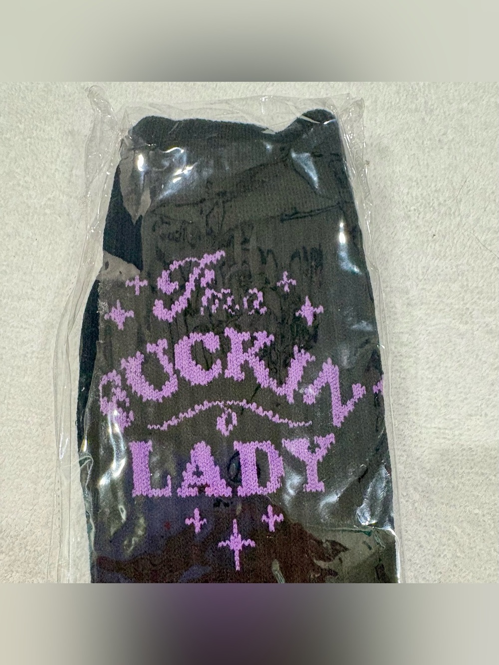 Black and Purple 'I’m a Fucking Lady' Knit Socks